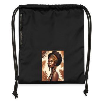Afrika schwarze schöne Frau - Turnbeutel aus Recycling-Material - Schwarz - Vorne