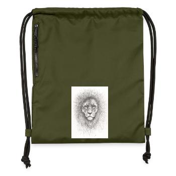 Very serious lion - Gymsac made from recycled material - military green - Front
