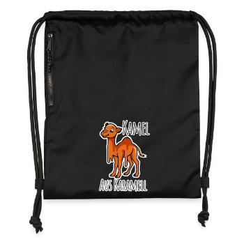 Caramel Camel - the funny cute camel melts! - Gymsac made from recycled material - military green - Front