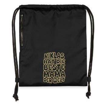 Geschenk für Niklas - Turnbeutel aus Recycling-Material - Schwarz - Vorne