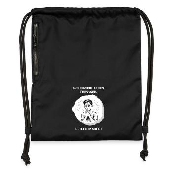 J’élève un adolescent – priez pour moi ! - Sac à cordon en polyester recyclé - military green - Devant