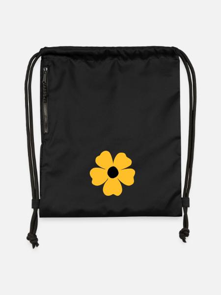 Blumen - Turnbeutel aus Recycling-Material - Schwarz