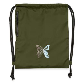Bride and groom as butterflies - Gymsac made from recycled material - military green - Front
