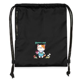 Cute cat - Gymsac made from recycled material - black - Front