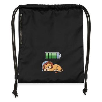 Lion Sleeping Recharging Night Bedtime - Turnbeutel aus Recycling-Material - Schwarz - Vorne