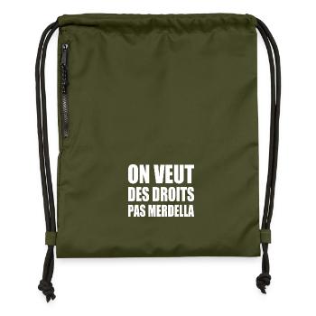 on veut des droits pas merdella - Sac à cordon en polyester recyclé - military green - Devant