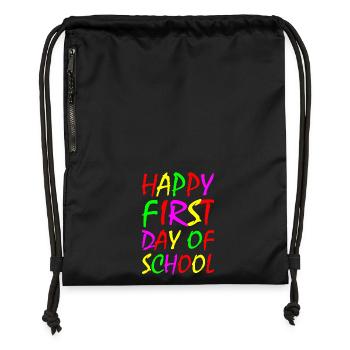 Happy First day of school - Gymsac made from recycled material - black - Front