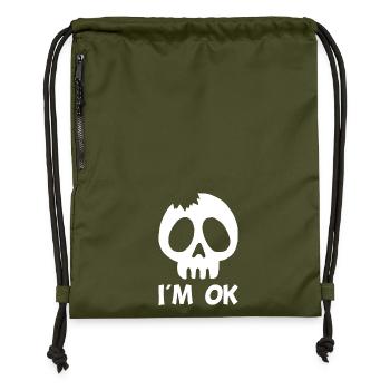 Mir geht es gut (weiß) - Turnbeutel aus Recycling-Material - military Green - Vorne