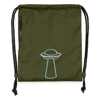 UFO Glitch – Ambiance rave et techno - Sac à cordon en polyester recyclé - military green - Devant