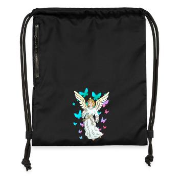 Céleste Printemps Papillons Nature Ange - Sac à cordon en polyester recyclé - noir - Devant