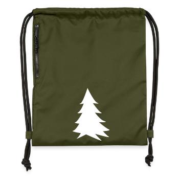 White Fir Minimalist Silhouette - Gymsac made from recycled material - military green - Front