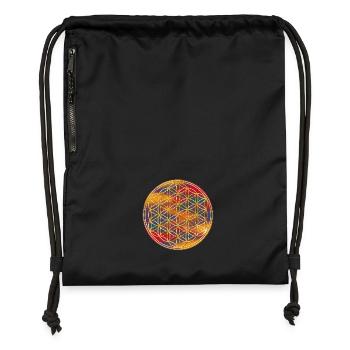Flower of Life | flower of life | Gold Coloured 2 - Gymsac made from recycled material - black - Front