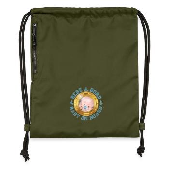 Bébé à bord - Sac à cordon en polyester recyclé - military green - Devant