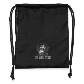 DJ MONKEY stop animal testing by wam - Gymsac made from recycled material - black - Front