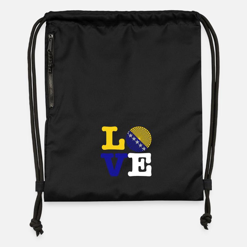 coeur bosnie - Sac à cordon en polyester recyclé - noir