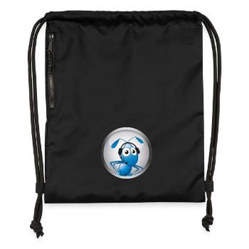 Ant with headset - Gymsac made from recycled material - black - Front