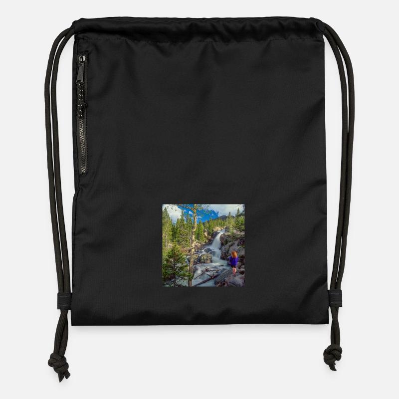 Rocky Mountains River - Gymsac made from recycled material - black