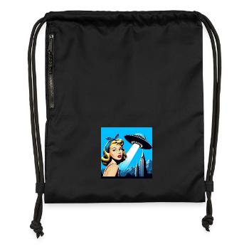 La fille et le vaisseau spatial - Sac à cordon en polyester recyclé - noir - Devant