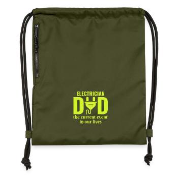 Electrician Dad Electrical Technician Fathers day - Gymsac made from recycled material - military green - Front