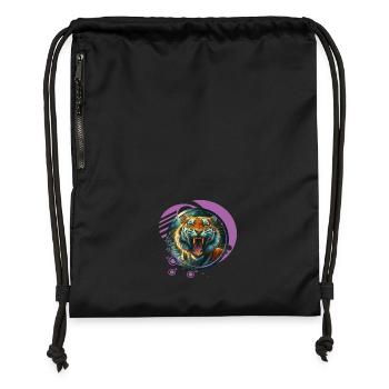Roaring Tiger - Gymsac made from recycled material - black - Front