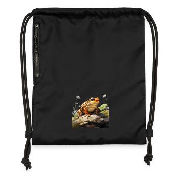Toad in lurking position - Gymsac made from recycled material - black - Front