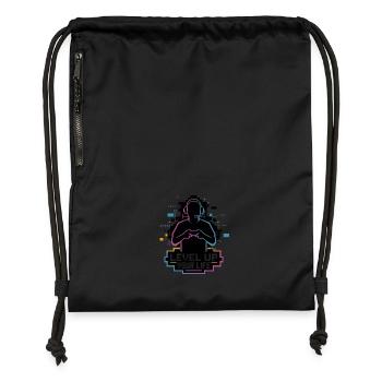 Level Up Your Life – Gamer-Silhouette - Turnbeutel aus Recycling-Material - Schwarz - Vorne