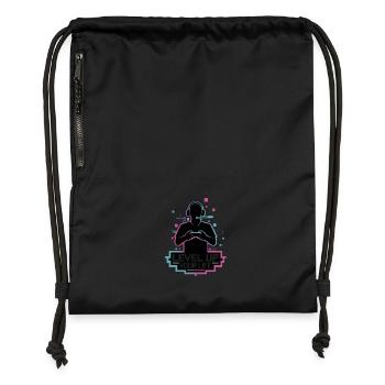Level Up Your Life – Gamer-Silhouette - Turnbeutel aus Recycling-Material - Schwarz - Vorne