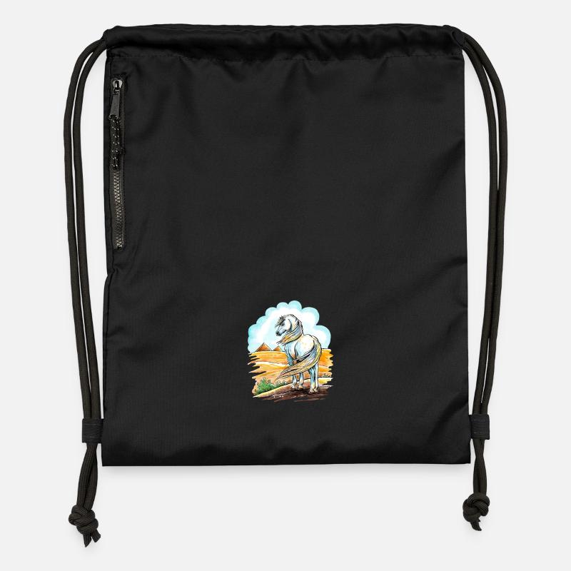 Cheval Arabe Égyptien - Sac à cordon en polyester recyclé - noir