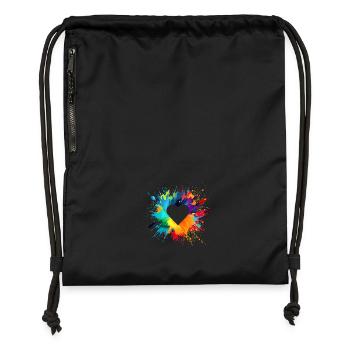 Heart Pop Art Colorful - Gymsac made from recycled material - black - Front