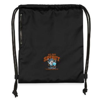 All Day Spirit – Happy with My Job Comic Design - Gymsac made from recycled material - black - Front