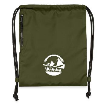 Caravane du désert avec des pyramides en arrière-plan - Sac à cordon en polyester recyclé - military green - Devant
