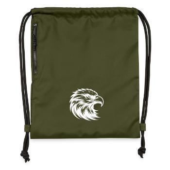Elegant bird of prey as a powerful animal graphic - Gymsac made from recycled material - military green - Front