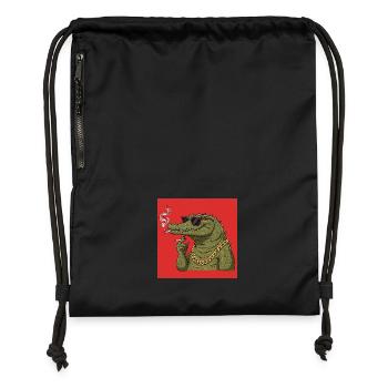 Smoking crocodile with gold chain and sunglasses - Gymsac made from recycled material - black - Front