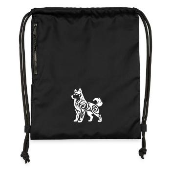 Chien Husky Tribal Puissant Mystique - Sac à cordon en polyester recyclé - military green - Devant