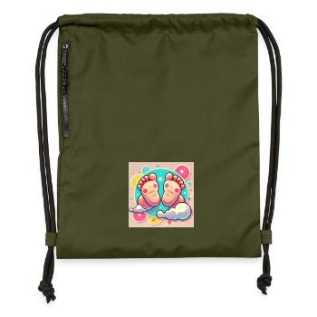 Magical Baby Feet – The Beginning of Something Big - Gymsac made from recycled material - military green - Front