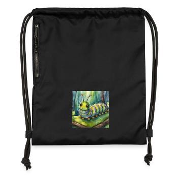 Colorful caterpillar - Gymsac made from recycled material - black - Front