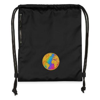 Glitzer Erde Welt-Glitzer Gold Pailletten - Turnbeutel aus Recycling-Material - Schwarz - Vorne