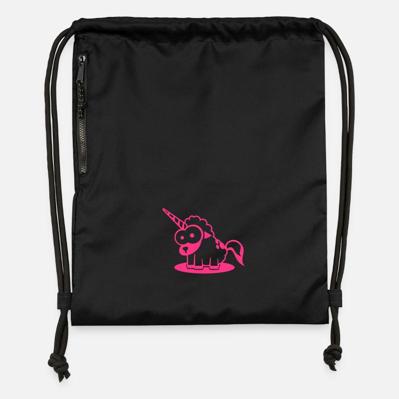 Verwandlungskünstler Lambda: als Einhorn - Sac à cordon en polyester recyclé - noir