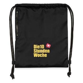 die 10 Stunden Woche Logo - Turnbeutel aus Recycling-Material - Schwarz - Vorne
