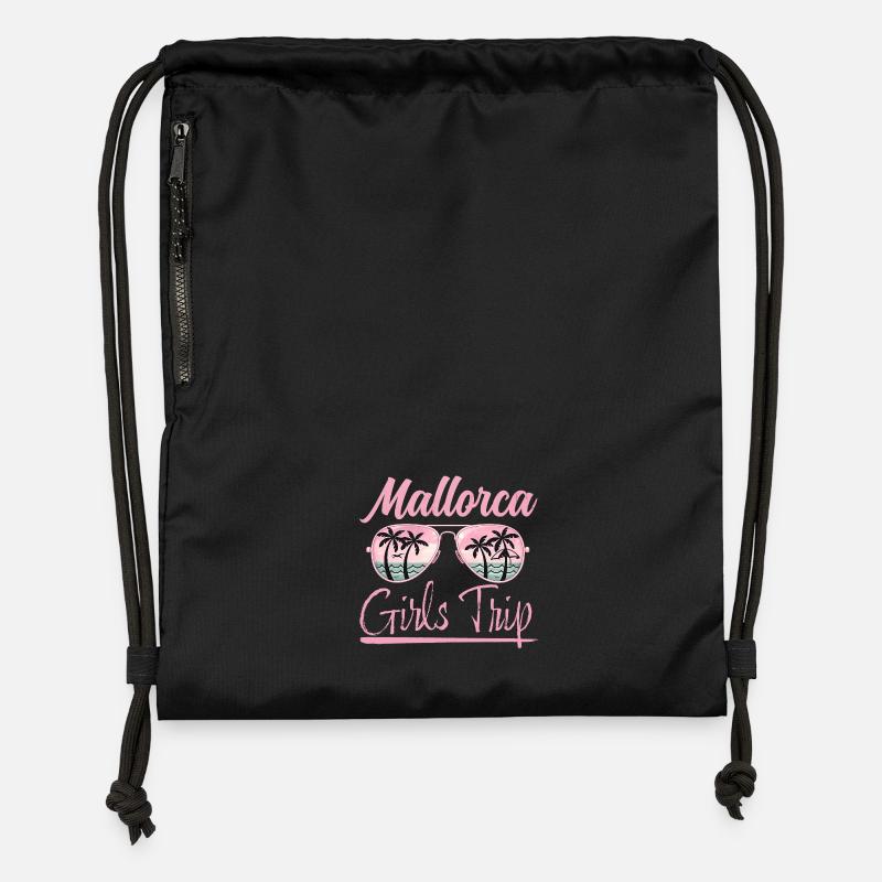 Majorque, Voyage entre filles - Sac à cordon en polyester recyclé - noir