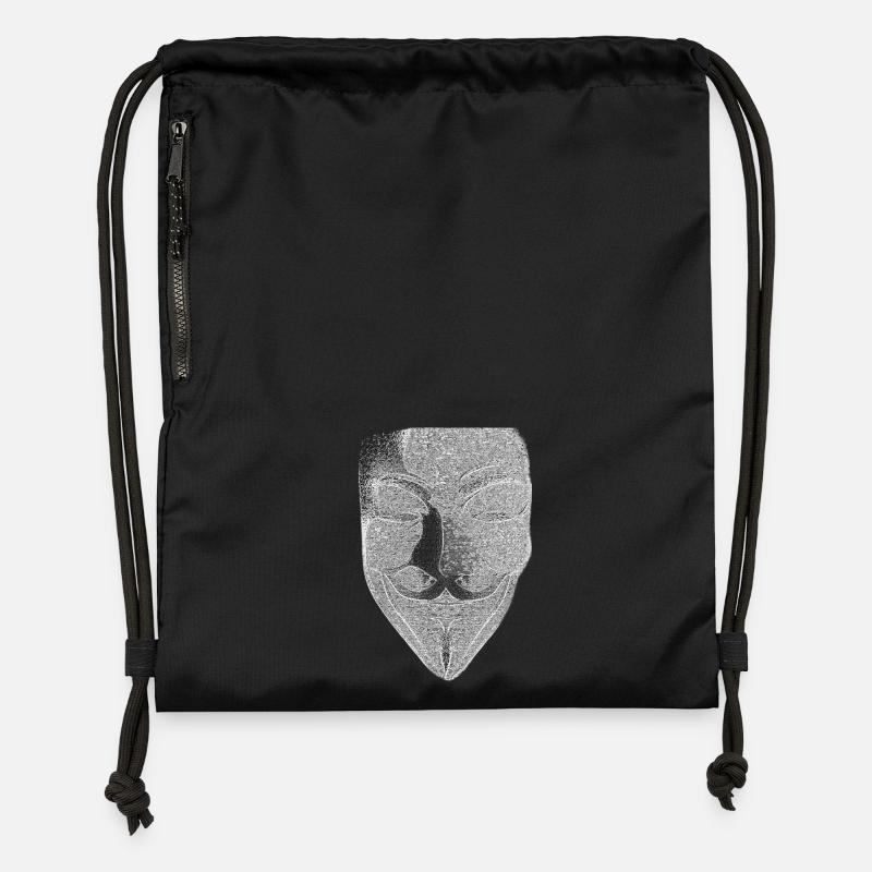 Anonymous v like vendetta mask - Gymsac made from recycled material - black