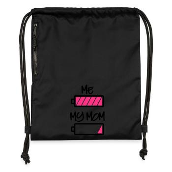 moi ma batterie de maman - ma mère et j’ai pile - Sac à cordon en polyester recyclé - noir - Devant