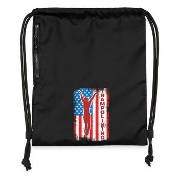 Trampolinspringen USA Flagge - Turnbeutel aus Recycling-Material - Schwarz - Vorne