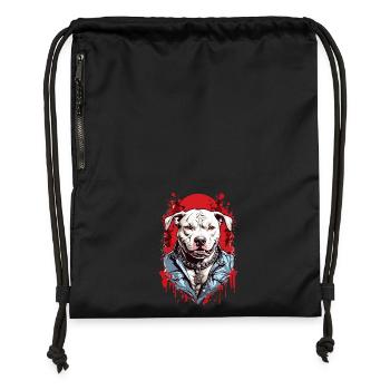 Race de chien Pitbulls - Sac à cordon en polyester recyclé - noir - Devant