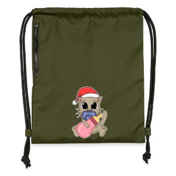Cat Baby Christmas - Gymsac made from recycled material - military green - Front