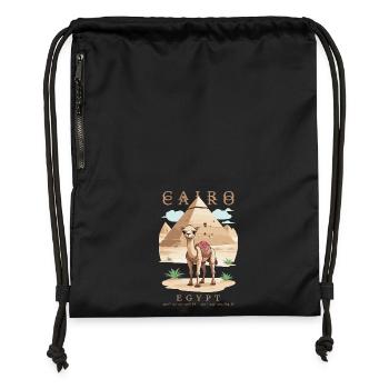 Le Caire, Égypte - Sac à cordon en polyester recyclé - noir - Devant