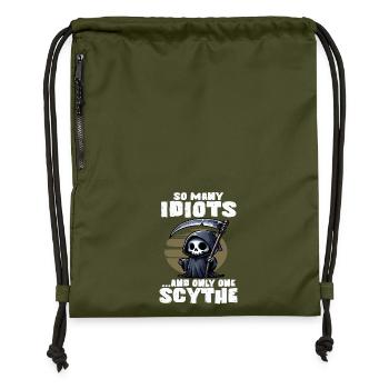 SO MANY IDIOTS AND ONLY ONE SCYTHE Grim Reaper - Gymsac made from recycled material - military green - Front