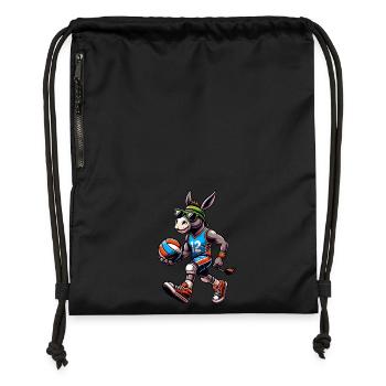Cooler Volleyball-Esel Mit Stil - Turnbeutel aus Recycling-Material - Schwarz - Vorne
