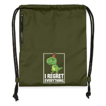 Dino Party Hat I Regret Everything - Gymsac made from recycled material - military green - Front