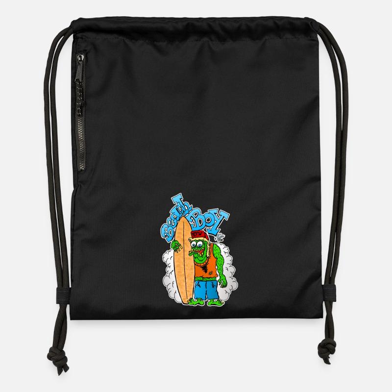 Beach Boy Surfer Monster - Sac à cordon en polyester recyclé - noir